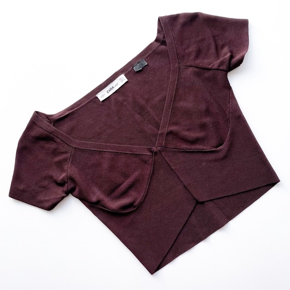 Zara Burgundy Crop Top - Picture 6 of 6